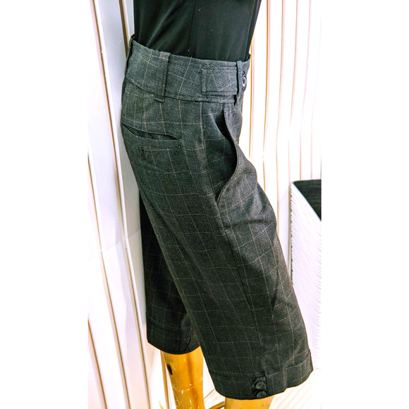 Womens H&M Plaid Pedal Pusher Pants Waistband Invisible Pockets Gray Y2K Size 6 - Picture 2 of 10